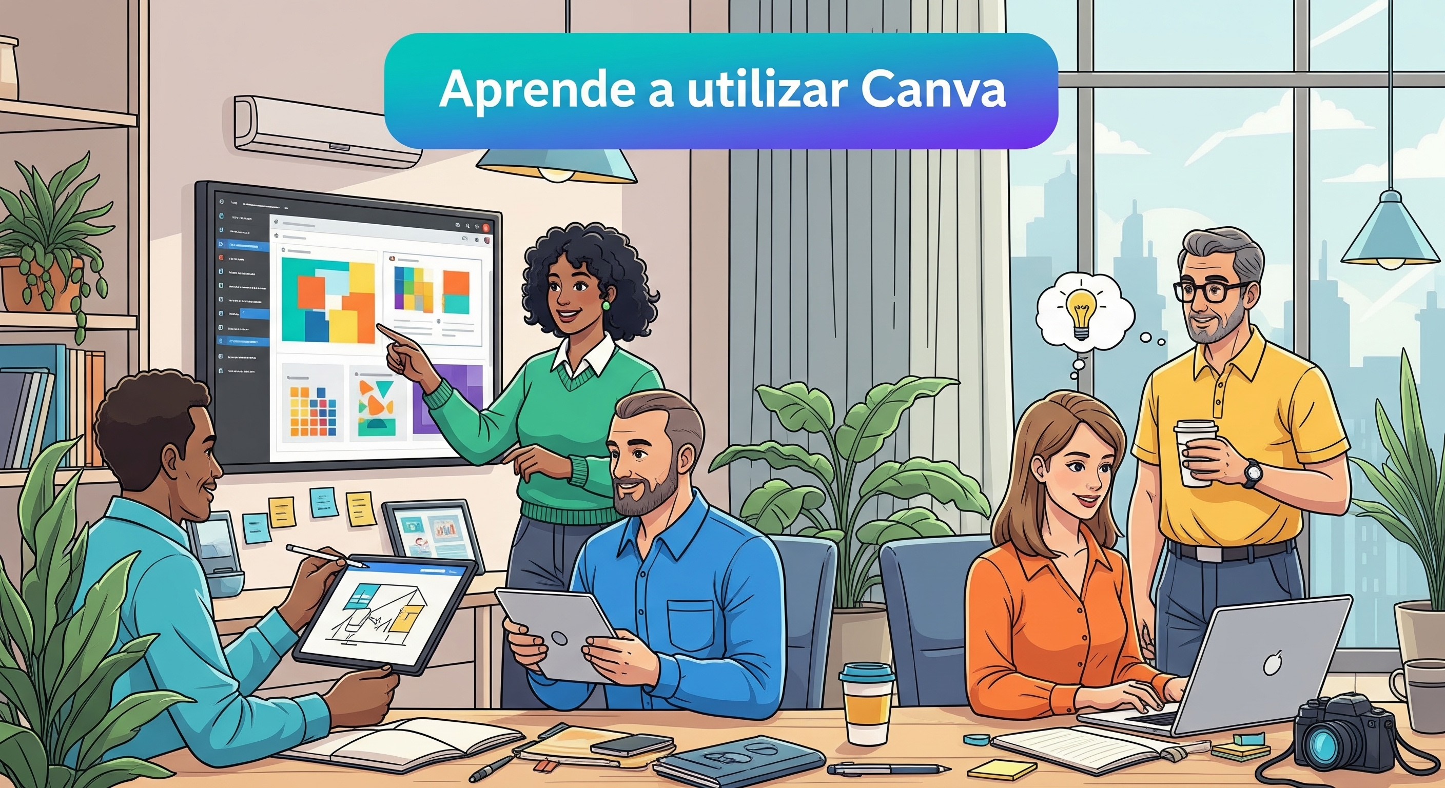 Personas trabajando con ordenadores